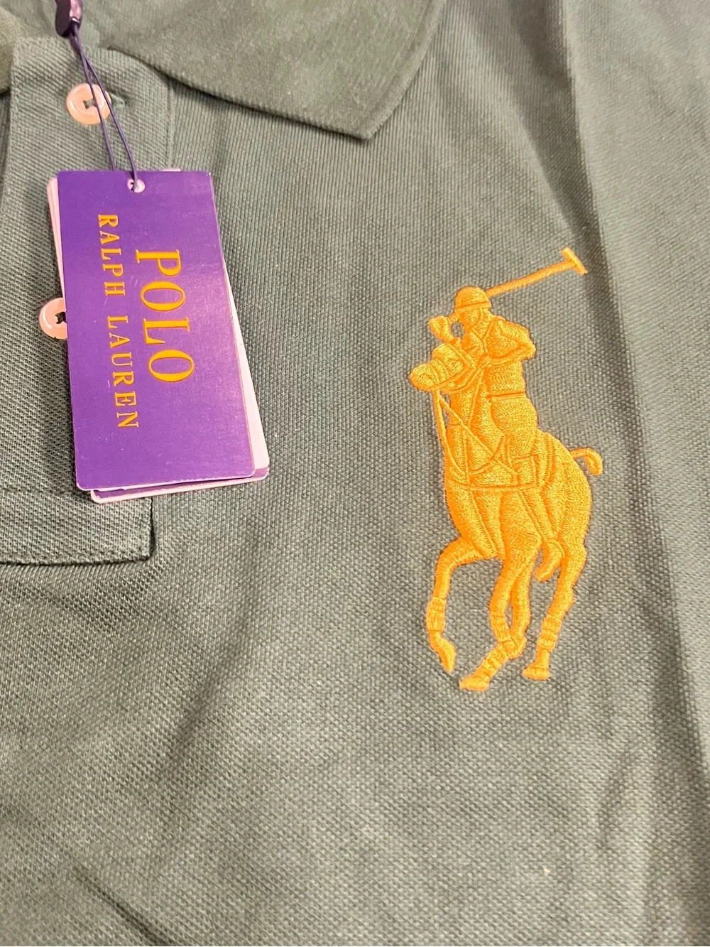 Ralph Lauren Forest Green Polo with Yellow Pony Emblem